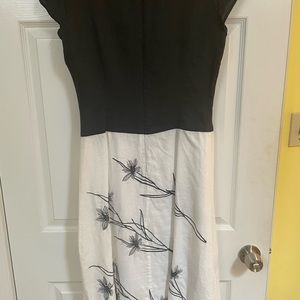 Black and white linen dress